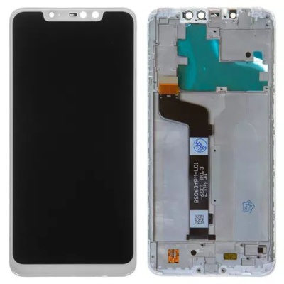 дисплей для xiaomi redmi note 6 pro, білий, із сенсорним екраном, з рамкою, high copy