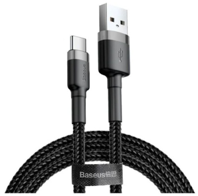 кабель baseus cafule usb - type-c 2.0a/2m (catklf-cg1) (black-grey) 