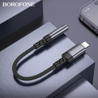 перехідник borofone bv24 lightning(male) to 3.5mm(female) 0.15m (сірий) 