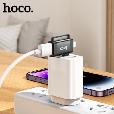 перехідник hoco ua31f lightning/type-c-usb 2in1 (чорний) 