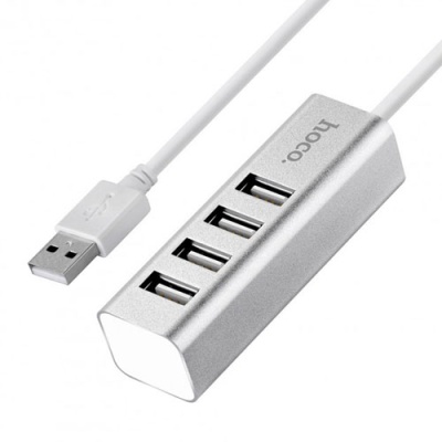 usb hub hoco hb1 line machine 4usb (сталевий) 