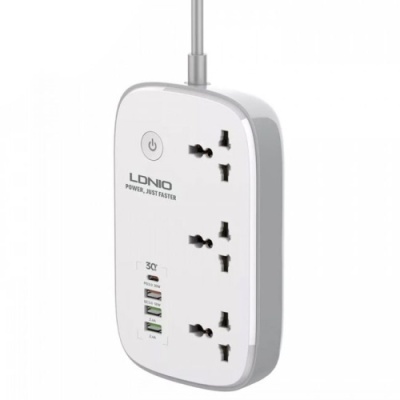 мережевий подовжувач ldnio scw3451 3 ports / pd / 3usb / 1 qc 3.0 1 / type-c / wifii (white) 