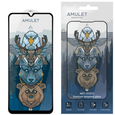 захисне скло amulet full glue hd antistatic для xiaomi redmi a3/10c/12c/poco c55/poco c40 (чорний) 