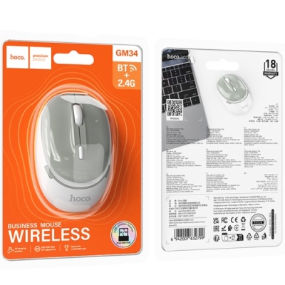 мишка бездротова hoco gm34 nuevo dual mode 2.4g + bluetooth (3.0+5.2) (білий) 