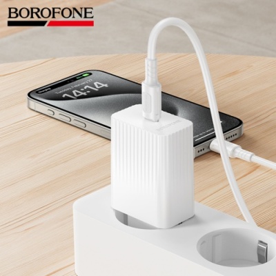 мережевий зарядний пристрій borofone bas73a 1type-c/20w/pd (білий) 
