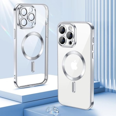 Купить чохол tpu metallic full camera with magsafe для apple iphone 14 pro (silver) онлайн