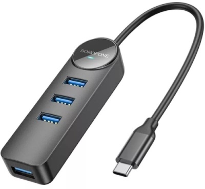 usb hub borofone dh5 (usb to usb3.0*4) 0,2м - чорний 