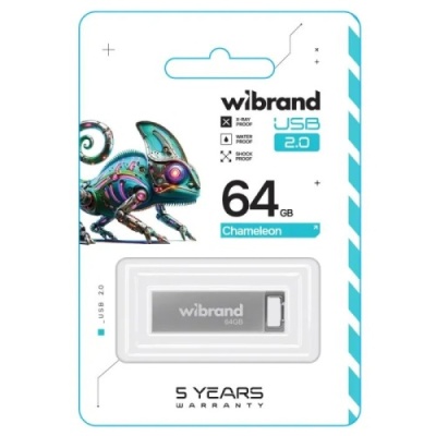 usb флеш-накопичувач wibrand 64gb chameleon (срібло) 