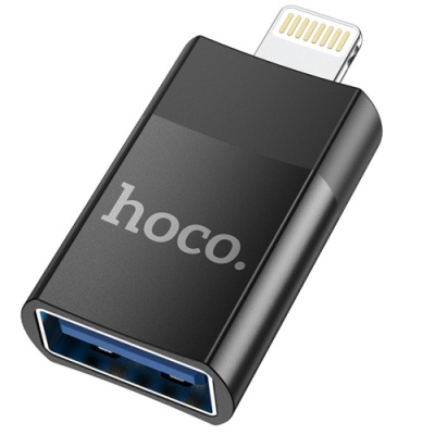 перехідник hoco ua17 usb female to lightning male usb2.0 otg adapter black 