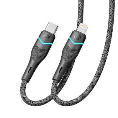кабель ridea rc-rl15 rgb light type-c - lightning 30w 1.2m (чорний) 
