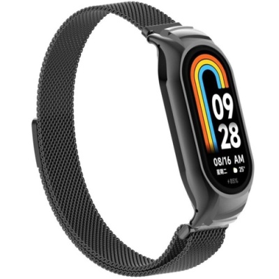 ремінець для xiaomi mi band 8/9/10 (milan vintage weaving vs magnet) (чорний) 