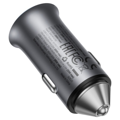 Автомобільний Зарядний Пристрій Acefast B16 PD + QC 3.0 (1 Type-C/1 USB/3A/95W) (сірий)