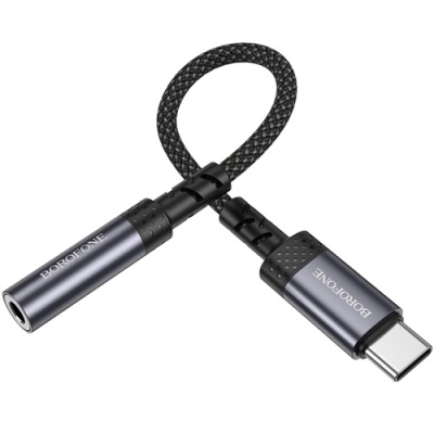перехідник borofone bv24 type-c(male) to 3.5mm(female) 0.15m (сірий) 