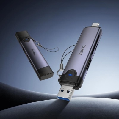 картрідер hoco hb56 (usb/type-c) 3in1 (сірий) 
