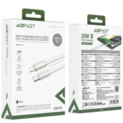 кабель acefast c24-01 type-c - lightning (1.2м) 30w (білий) 