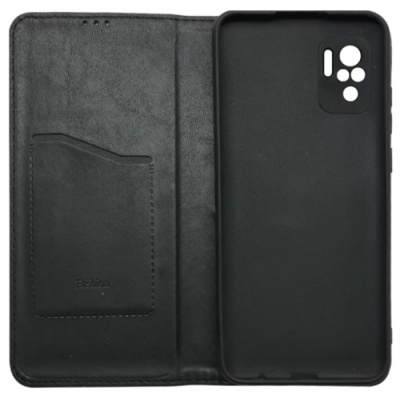 Купить чохол-книжка leather fold для xiaomi redmi note 10/note 10s/poco m5s (чорний) онлайн