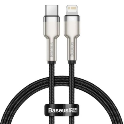 кабель baseus cafule metal (pd) type-c - lightning pd20w/0.25m (catljk-01) (black) 