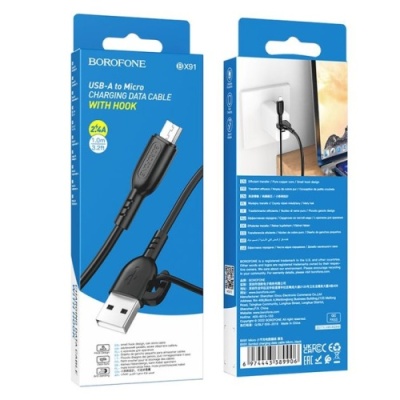кабель borofone bx91 usb - microusb 2.4a/1m (чорний) 