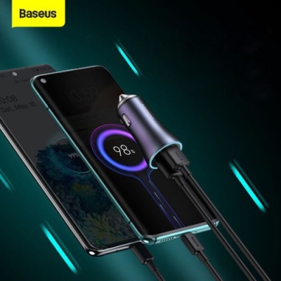 Автомобільний Зарядний Пристрій Baseus Golden Contactor Pro 40W (TZCCJD-A0G) 2USB/20W/QC4.0 + (USB - Type-C) 1m (dark gray)