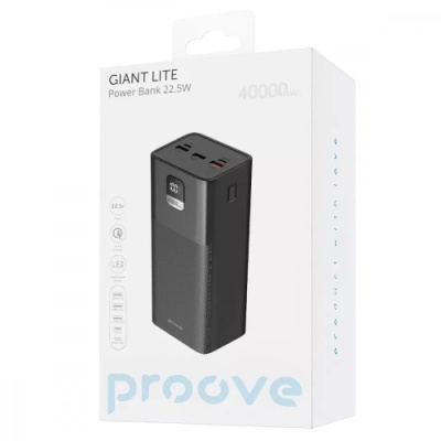 додаткова батарея power bank proove giant lite 22.5w 40000mah (black) 