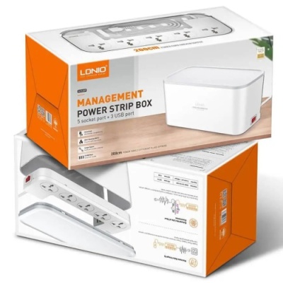 мережевий подовжувач ldnio sc5309 5 ports / 3usb / 2m / storage box (бiлий) 