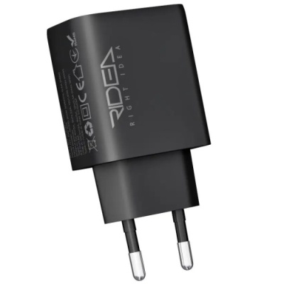 мережевий зарядний пристрій ridea rw-20220 rapid duo 1usb/1usb-c qc/pd 20w (чорний) 