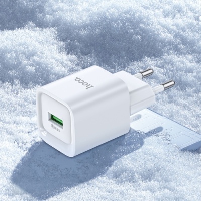 мережевий зарядний пристрій hoco c145a 1usb/18w/qc3.0 (білий) 