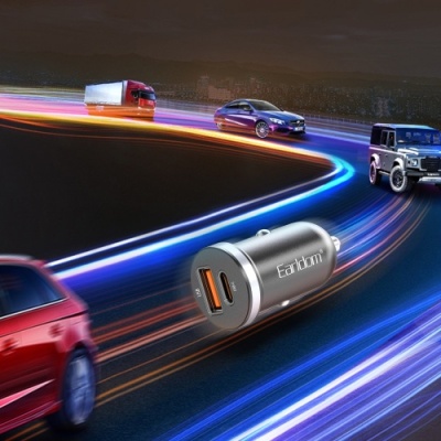 Автомобільний зарядний пристрій Earldom ES-CC27 Aluminium 30W 1USB/QC3.0 + 1Type-C/PD (Чорний)