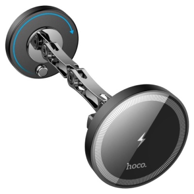 Автотримач Hoco HW26 Magnetic Ring Wireless 15W (Чорно-Сiрий)