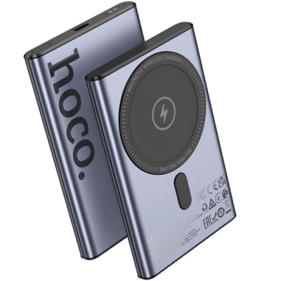 додаткова батарея power bank hoco q32 bird pd20w wireless magnetic power bank(5000mah) (сірий) 