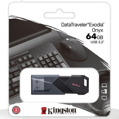 usb флеш-накопичувач kingston data tr exodia onyx 64gb 3.2 (чорний) 