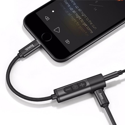 перехідник hoco ls6 tanco lightning - aux (3.5mm) (чорний) 