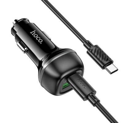Автомобільний Зарядний Пристрій Hoco Z58A 1USB/1USB-C QC/PD48W + (Type-C - Type-C) (Чорний)