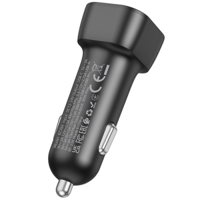 Автомобільний Зарядний Пристрій Borofone BZ28A 1Type-C/30W/PD + 1USB/18W/QC3.0 (Чорний)