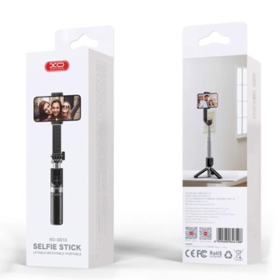 монопод-тринога для селфі xo ss10 mini bluetooth selfie stick 80 см з дзеркалом (чорний) 