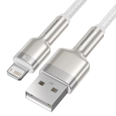 кабель baseus cafule metal usb - lightning 2.4a/1m (caljk-a02) (white) 