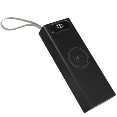корпус multi-powerbank l20, під елементи 18650 до 20 шт, 22.5+15w, з бездротовою зарядкою та ліхтарем, чорний 
