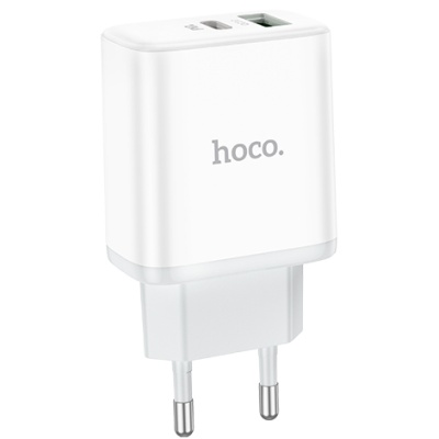 мережевий зарядний пристрій hoco c105a 1usb/18w/qc3.0 + 1type-c/20w/pd (білий) 