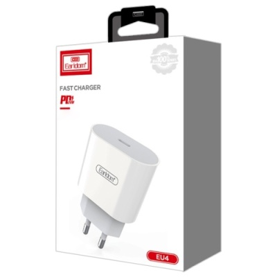 мережевий зарядний пристрій earldom es-eu4 1type-c/20w/pd (білий) 