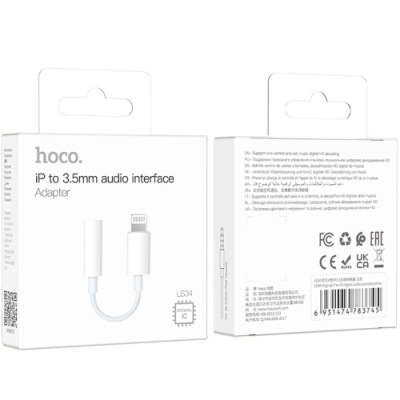 перехідник hoco ls34 lightning - aux (3.5mm) (білий) 