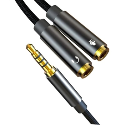 розгалужувач aux xo nb-r197 3.5mm male to audio + microphone 0.23m (чорний) 