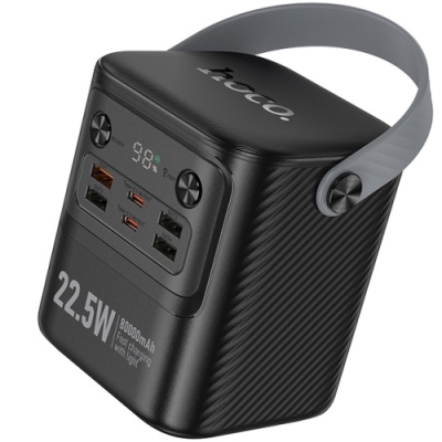 додаткова батарея power bank hoco j152 tough 22.5w+pd20w+light 80000mah (чорний) 
