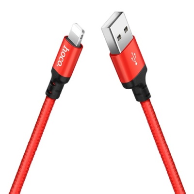 кабель hoco x14 times speed usb - lightning 2.4a/2m (червоно-чорний) 