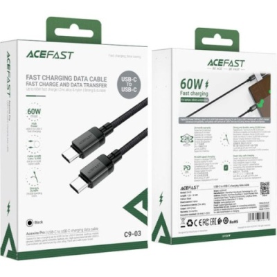 кабель acefast c9-03 type-c - type-c 60w (1.2м) (чорний) 