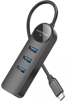 usb hub borofone dh5 (usb to usb3.0*4) 0,2м - чорний 