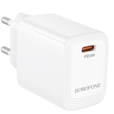 мережевий зарядний пристрій borofone bn28 1type-c/30w/pd (білий) 