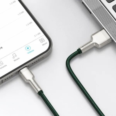 кабель baseus cafule metal usb - lightning 2.4a/2m (caljk-b06) (green) 