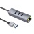 usb hub hoco hb34 easy link gigabit ethernet adapter (usb to usb3.0*3+rj45) 0,15m. metal grey 