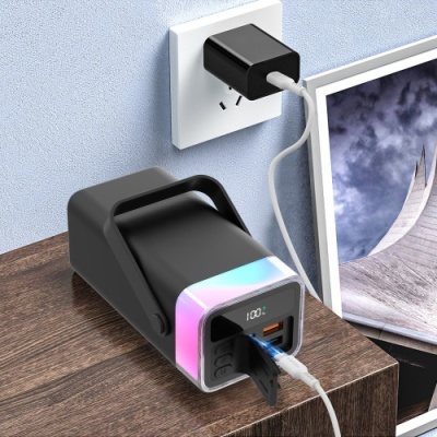 додаткова батарея power bank earldom et-pd38 40000 mah vs led lamp pd20w+qc3.0 22.5w (чорний) 