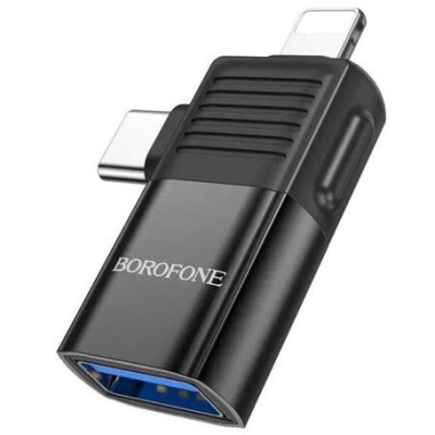 перехідник borofone bv18 lightning - type-c - usb 2.0 (чорний) 